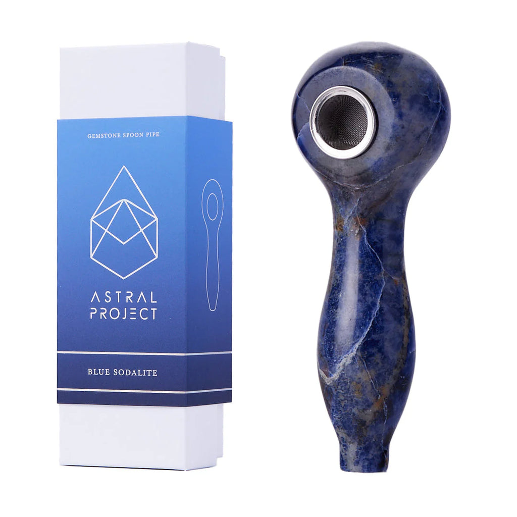 Unique gemstone spoon pipe with a smooth finish, ideal for tobacco and herbal use – available at Vivant.