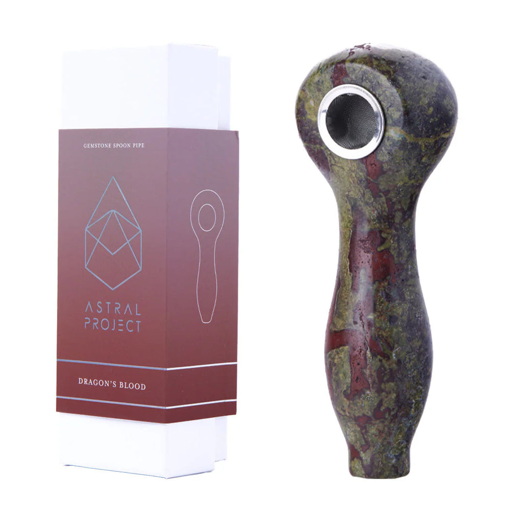 Stylish and durable gemstone spoon pipe, designed for portability and functionality – shop now at Vivant.