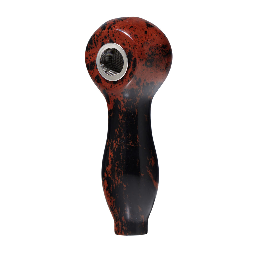 Elegant gemstone spoon pipe with intricate designs, perfect for gifting or personal use at Vivant Vaporizer Shop.