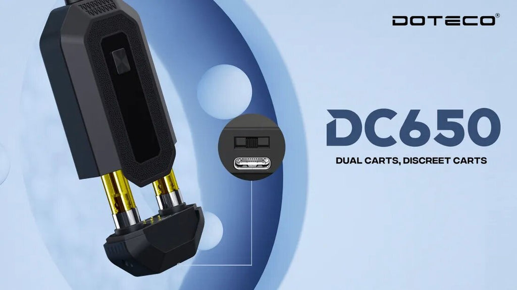 DoTeCo DC650 Hidden Dual Cart Vaporizer - Compatible with various oil and concentrate cartridges.